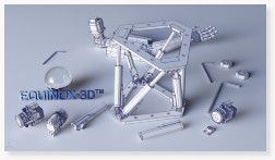 EQUINOX-3D LinMot hexapod 3D CAD rendering photorealism