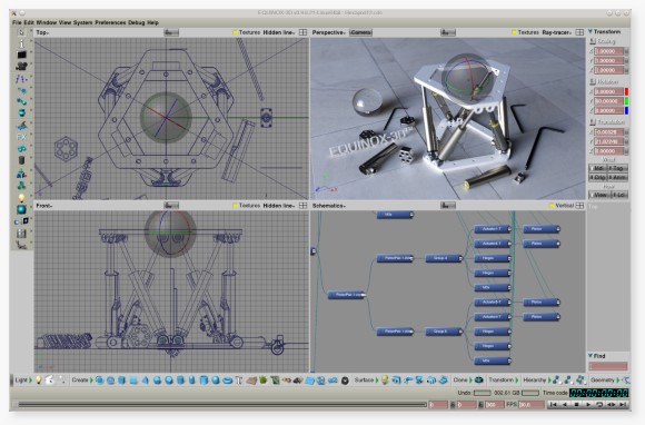 EQUINOX 3D Functional hexapod 3D model with LinMot linear actuators.